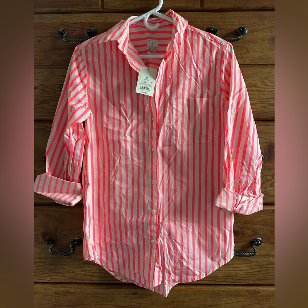A New Day Vibrant Pink Striped Women’s Shirt